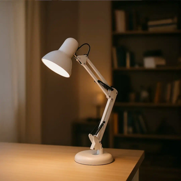 Klasyczna lampa biurkowa NEXA WHITE ML1637 regulowana biała