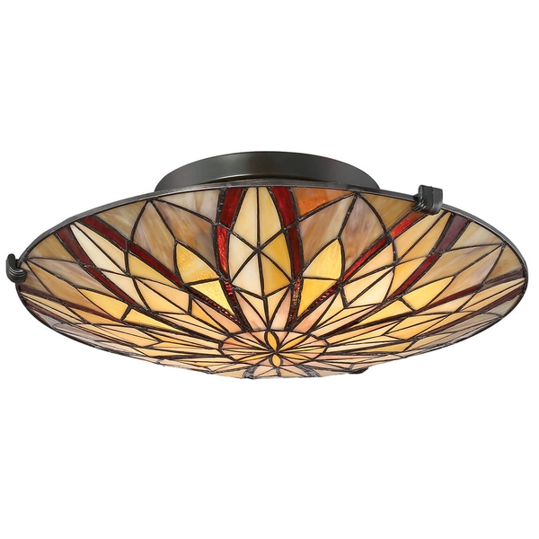 Sufitowa lampa tiffany Victory QZ-VICTORY-SF okrągła brązowa kolorowa