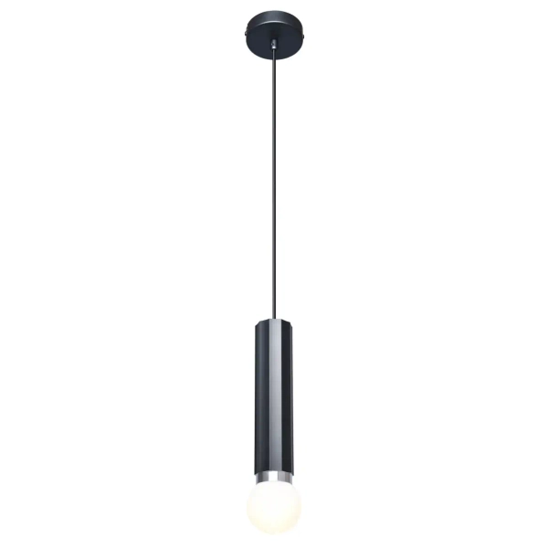 Podłużna lampa wisząca Macera PND-33849-1-BK tuba kula biała czarna