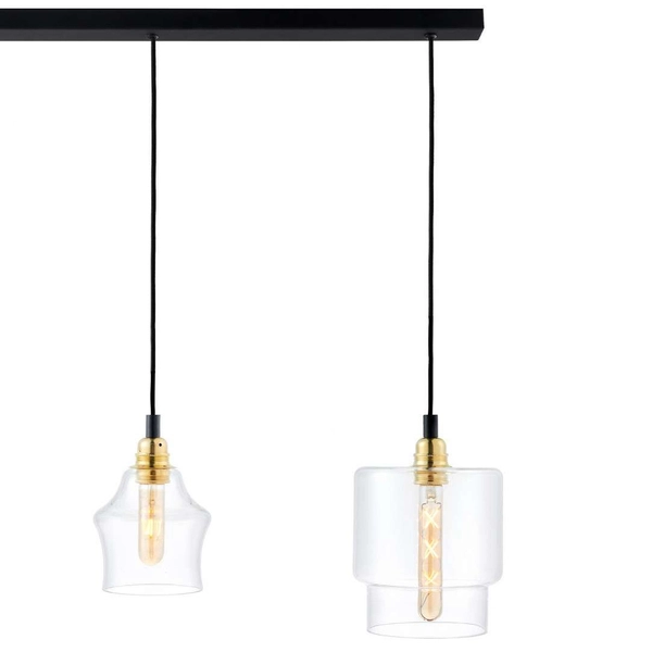 Wisząca LAMPA loftowa LONGIS 10876405 Kaspa skandynawska OPRAWA szklany ZWIS kaskada złota przezroczysta czarna