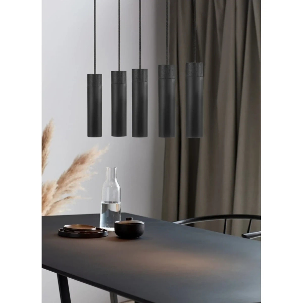 Jadalniana lampa wisząca Tilo 2410483003 tuby drewniane czarne