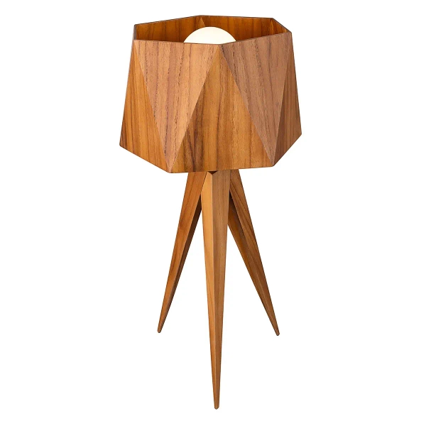 Drewniana lampka stołowa Angular QN-ANGULAR-TL-TEAK brązowy
