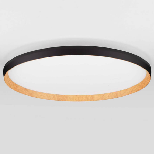 Plafon okrągły do salonu VINAMAR LE44891 LED 55W 2700-3000K czarny drewniany