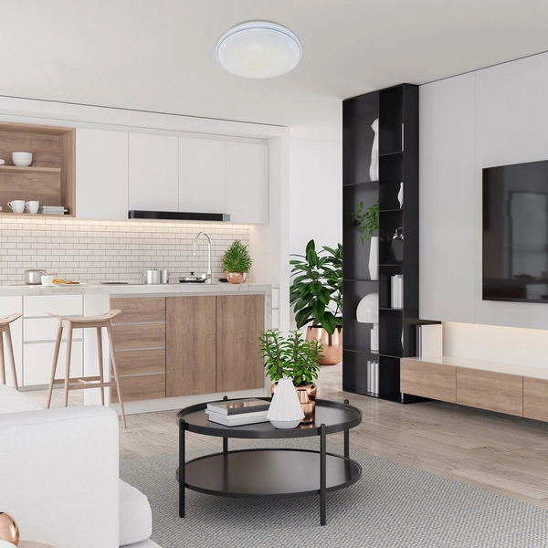 Nowoczesna LAMPA sufitowa BRUCE 2117 Rabalux okrągły plafon LED RGB 40W 3000K - 6000K nad łóżko chrom