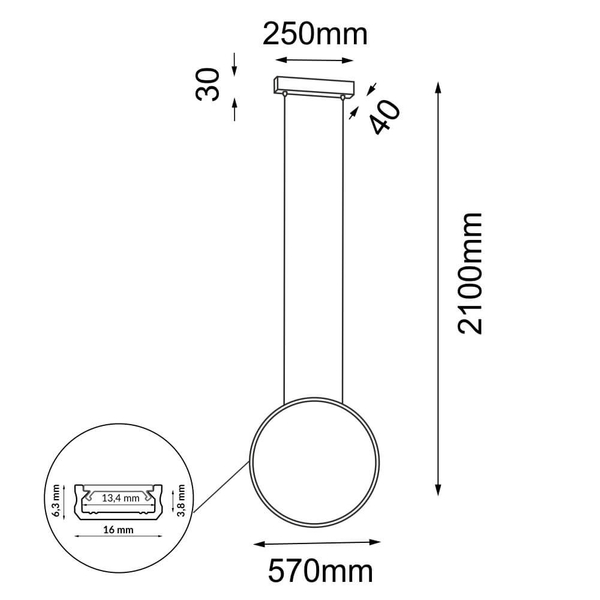 Regulowana lampa wisząca Agaro 5305 Shilo LED 17,8W 4000K koło złota