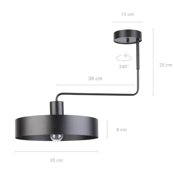 Plafon LAMPA sufitowa VASCO 31549 Sigma loftowa OPRAWA metalowa na wysięgniku czarna