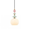 Liniowa wisząca lampa 22153 ceramiczna kule do salonu mosiądz czarny