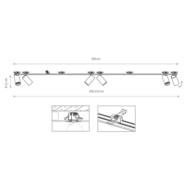 Podtynkowa lampa sufitowa spot Mono 7687 salonowa kierunkowa metalowa biała