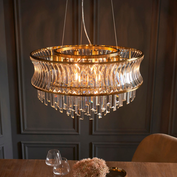 Wisząca lampa glamour L&-1107785 szklana mosiądz przezroczysty