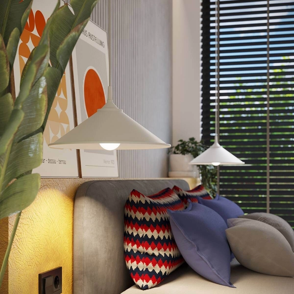 Lampa wisząca do jadalni Zuma SL.1325 stożek metalowa biała