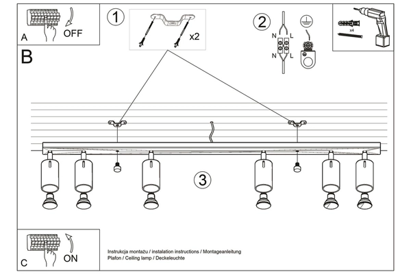 Reflektorowa lampa sufitowa Ring SL.0333 Sollux do jadalni biała