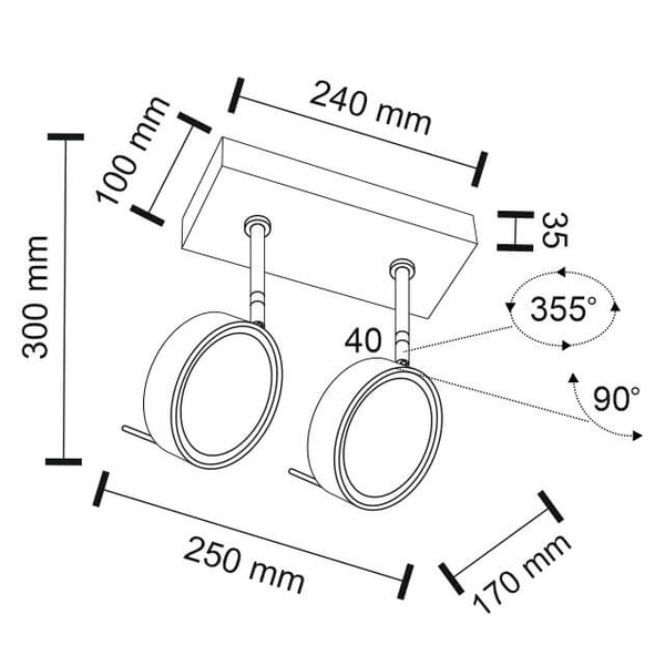 Plafon LAMPA sufitowa FUSSA 2219 Shilo metalowa OPRAWA reflektorowa SPOT regulowany jerry czarny