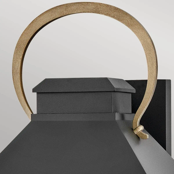 Zewnętrzna lampa ścienna Dawson HK-DAWSON-L szklana IP44 czarny