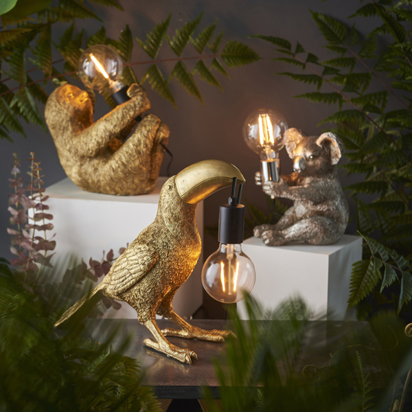 Lampka stołowa dekoracyjna L&-195081 Light& koala srebrna chrom