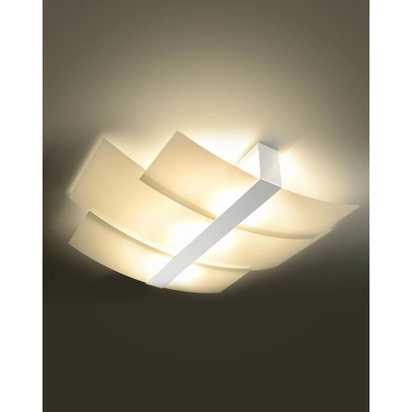 Sypialniana lampa sufitowa SL.1047 biała nad łóżko szklana