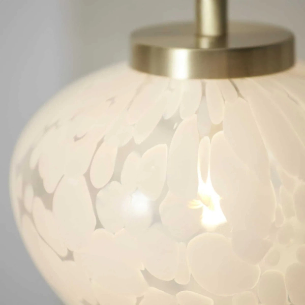 Stołowa lampka glamour  L&-198817 metalowa szklana biała mosiądz