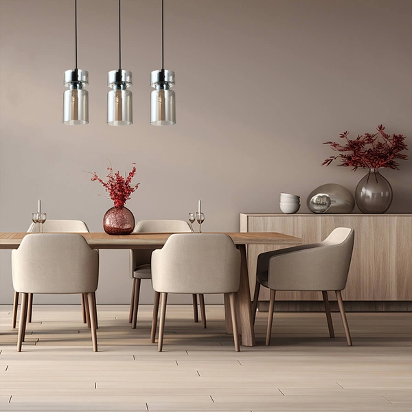 Szklana lampa wisząca Nivio LP-2811/3L AM loftowa czarna przydymiona