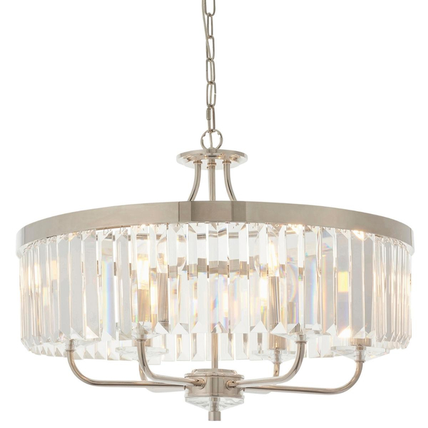 Żyrandol glamour L&-190263 Light& szklane kryształki nikiel