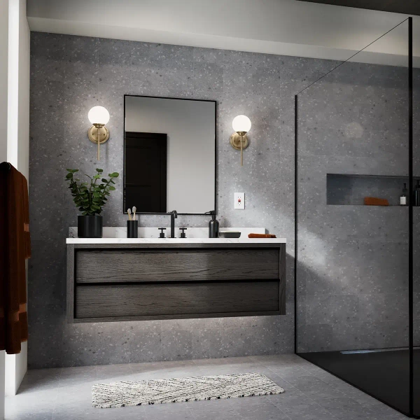 Ścienny kinkiet do łazienki Benno KL-BENNO1-CPZ IP44 mosiądz