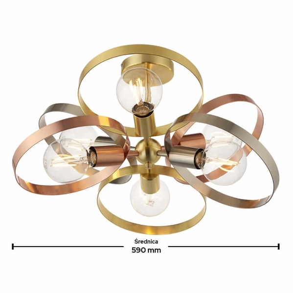 Lampa sufitowa do gabinetu Hoop 91935 Endon mosiądz miedziana nikiel