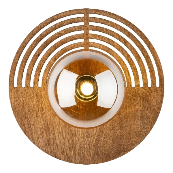 Skandynawska ścienna lampa Lunar Wood 11013 okrągła drewniana brązowy