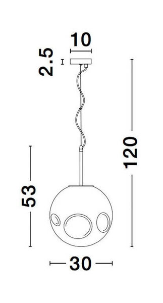 LAMPA wisząca CARORA LE41956 Luces Exclusivas szklana OPRAWA kula ZWIS ball miedziana