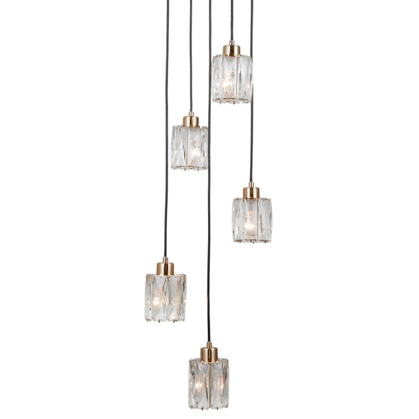 Lampa wisząca tuba Torno PND-40813-5R-BK-HBR czarny złoty przezroczysty