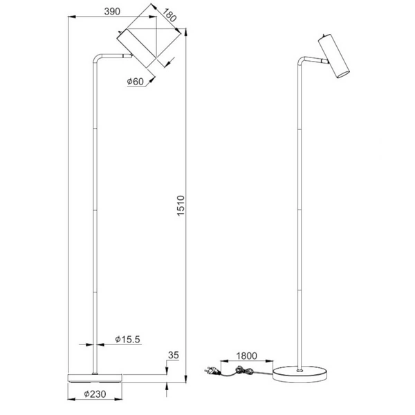 Salonowa lampa podłogowa MARLEY 412400131 Trio regulowana tuba biała