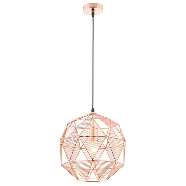 Wisząca lampa metalowa Armour 72815 do salonu ażurowa miedziana