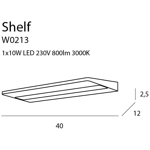 Podłużny kinkiet SHELF W0213 LED 10W 3000K do przedpokoju metal biały