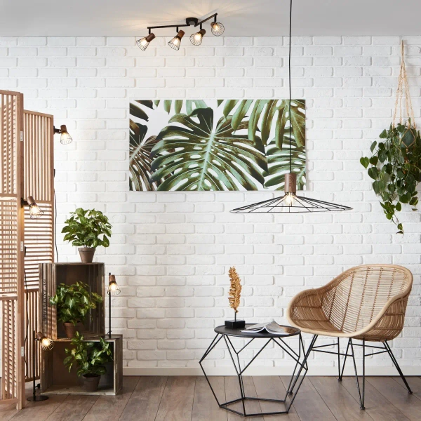 Sufitowa lampa loft Manama 78132/76 metalowa czarna drewniana