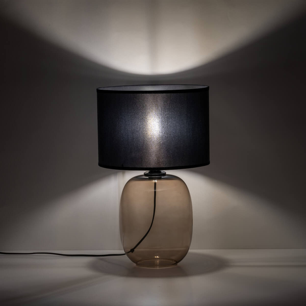 Lampka nocna do salonu Melody 5988 owalna szklana czarna przezroczysta
