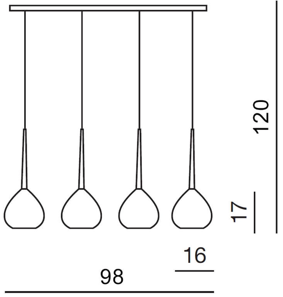 Wisząca lampa 4-punktowa Aga AZ1067 Azzardo czarne krople szklane salon