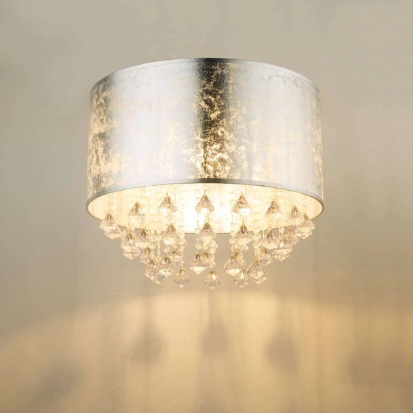 Plafon LAMPA sufitowa AMY 15188D3 Globo abażurowa OPRAWA z kryształkami glamour crystal srebrna przezroczysta