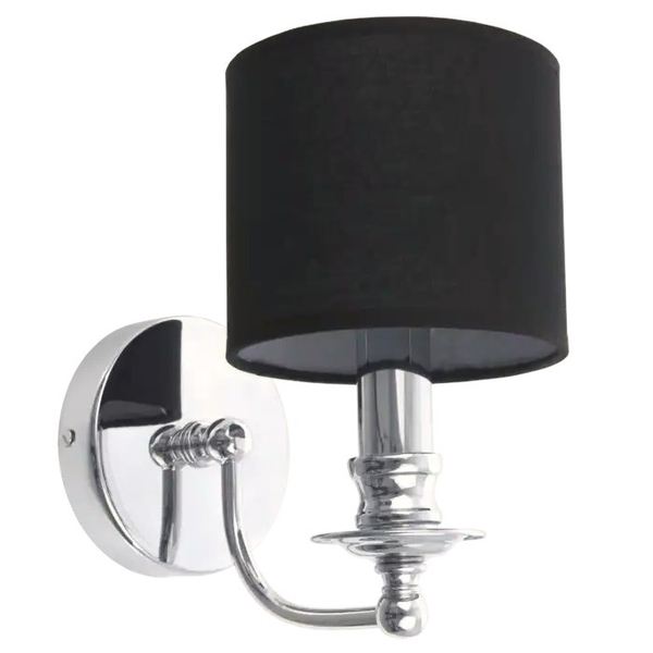 Abażurowa LAMPA ścienna ABU DHABI W01397BK Cosmolight klasyczna do salonu czarna