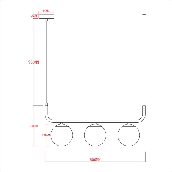 Potrójna lampa wisząca Alisa LP-005/3L grafit Light Prestige kule przydymiony grafit