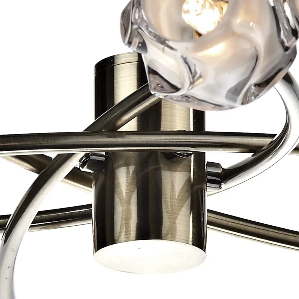 Lampa sufitowa SEATTLE mosiądz metalowa szklana antyczna 6-punktowa G9 do sypialni SEA0875