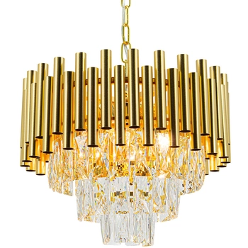 Kryształowa lampa wisząca Bari 6230/4 TR glamour okrągła złota