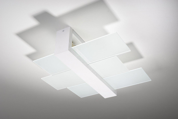 Plafon LAMPA sufitowa SL.0078 szklana OPRAWA drewno biała