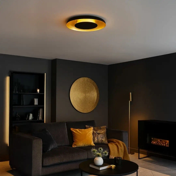 Ledowa lampa nasufitowa Piattino ML1812 LED 30W 3000-6000K czarny złoty