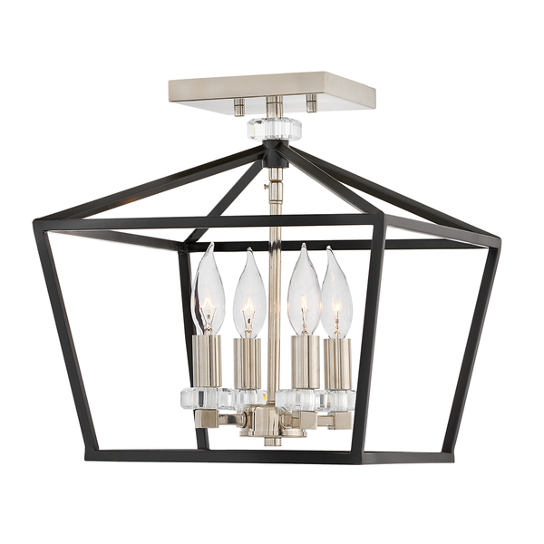 Pałacowa lampa wisząca QN-STINSON-4P-M-BK czarna nikiel