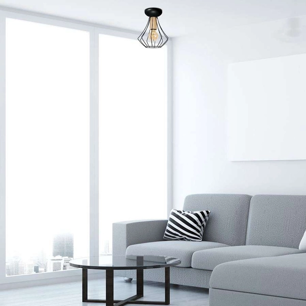 Druciana LAMPA sufitowa WILL MLP4189 Milagro natynkowa OPRAWA plafon metalowa klatka drewno czarna