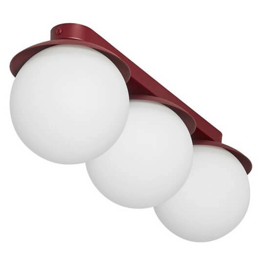 Szklana lampa sufitowa Kuul KLB34000 potrójna do salonu biała bordowa
