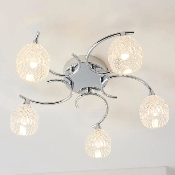 Wielopunktowa lampa sufitowa Boyer BOYER-5CH chrom przezroczysty