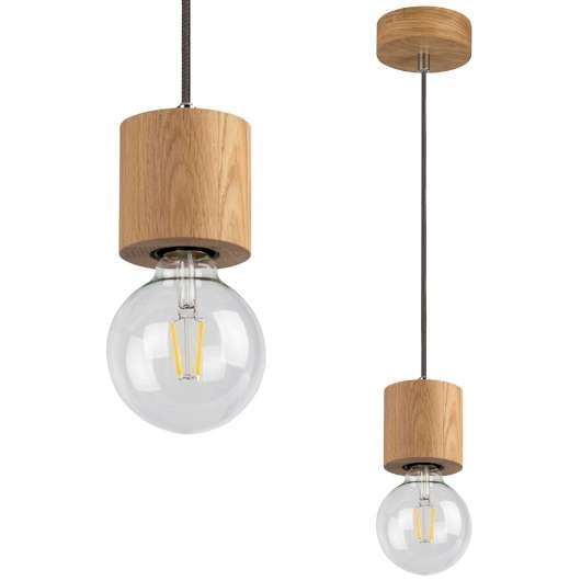 Ekologiczna LAMPA wisząca TRONGO ROUND 7061174 Spotlight drewniana OPRAWA rustykalny ZWIS oprawka na żarówkę dąb olejowany