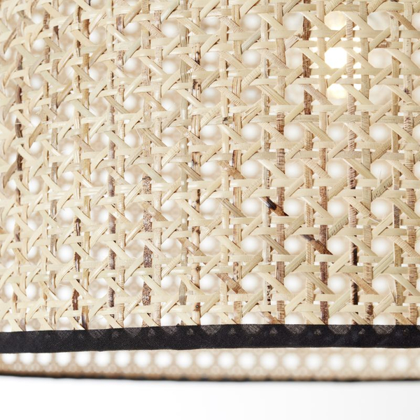Łukowa lampa podłogowa Wiley 93138/06 rattanowy abażur beż czarny