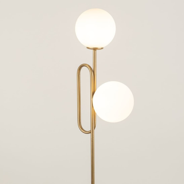 Podłogowa lampa molekuły podwójna Tes 50362 Sigma szklana biała złota