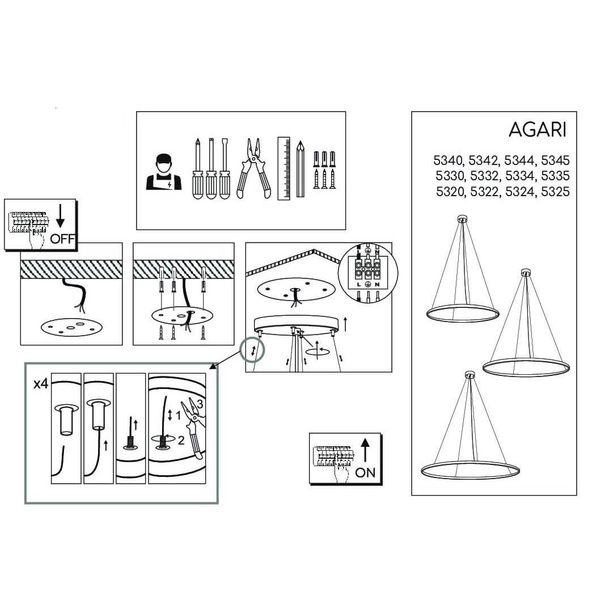 Wisząca lampa Agari 5325 Shilo LED 36W 4000K pierścień metalowa złota