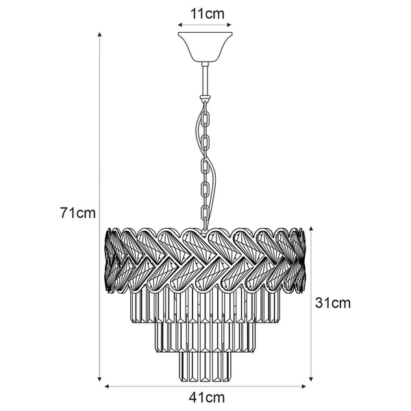 Srebrna lampa wisząca Toscana K-8172 Kaja do jadalni nad stół srebrna