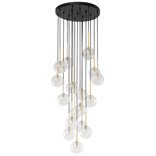 Kaskadowa lampa wisząca Nilos 5945 bubble przezroczysta złota